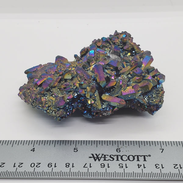 Rainbow Titanium Aura Quartz Cluster 2, blue