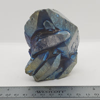 Rainbow Titanium Aura Quartz Cluster 5, blue