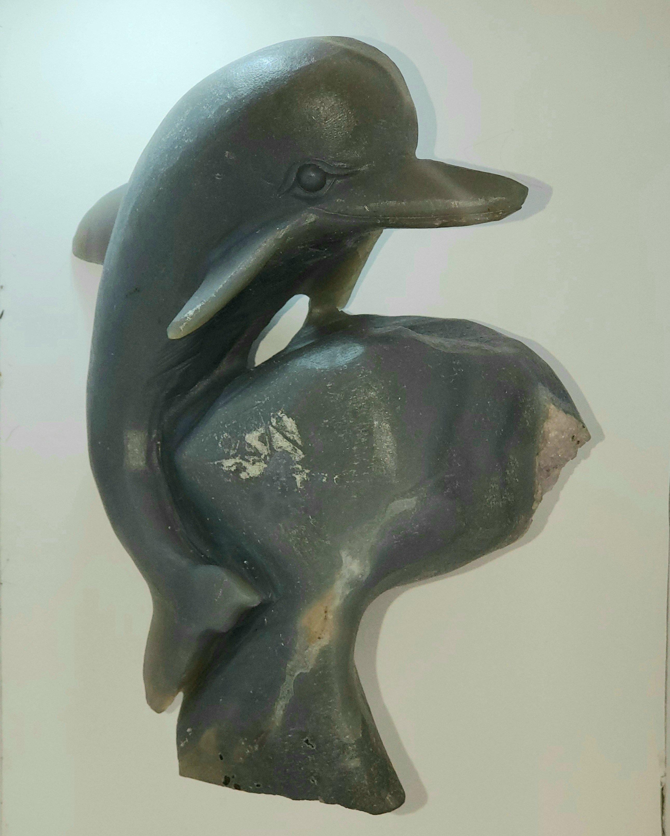 Dolphin-Shaped Stone Carving, agate, amethyst – Highland Rock